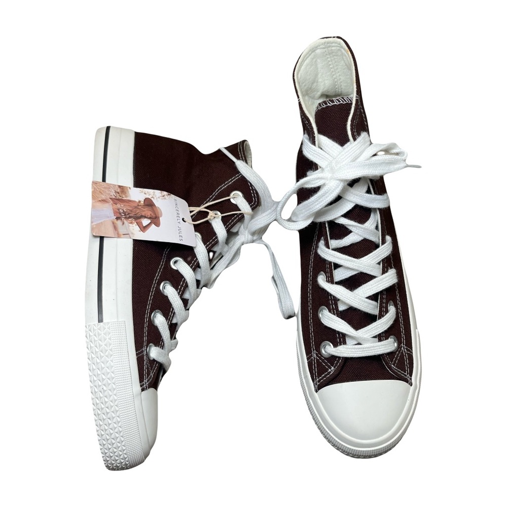 Sincerely Jules Brown and White High-Top Sneakers Size 8 Women’s Shoes Boho